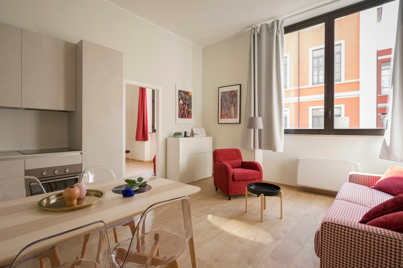 A spacious apartment living area