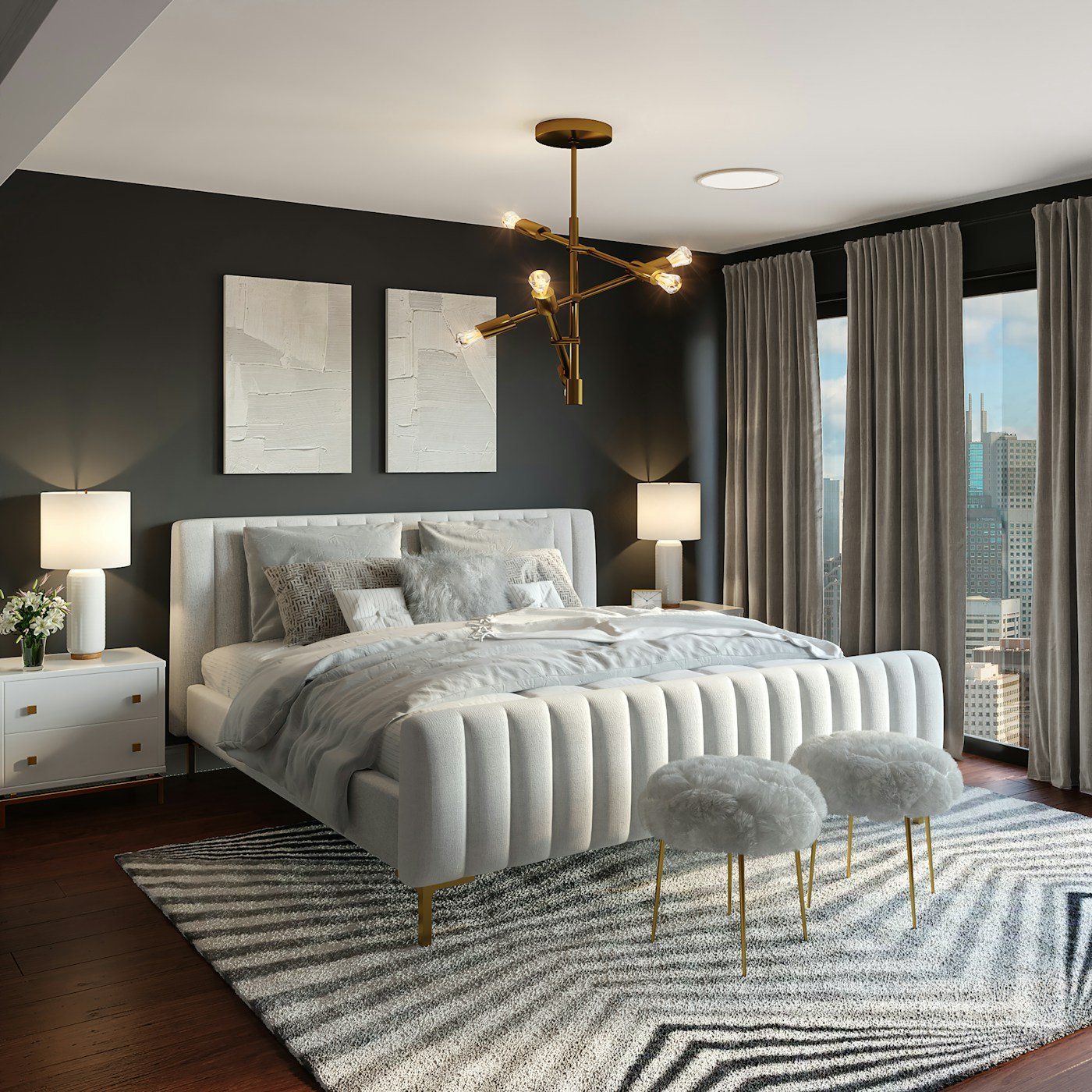 A comfortable furnished private bedroom